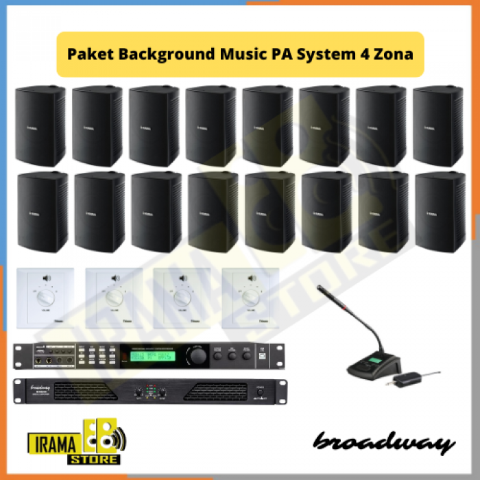 Paket Background Music  PA System 4 Zona 16 Speaker